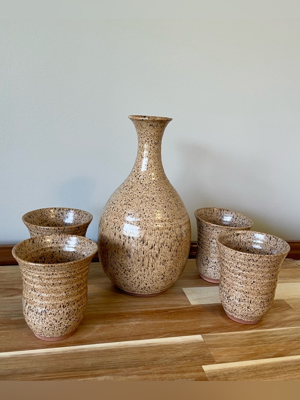 Jörgen Speckled Pottery Carafe & 4pc Cup Set